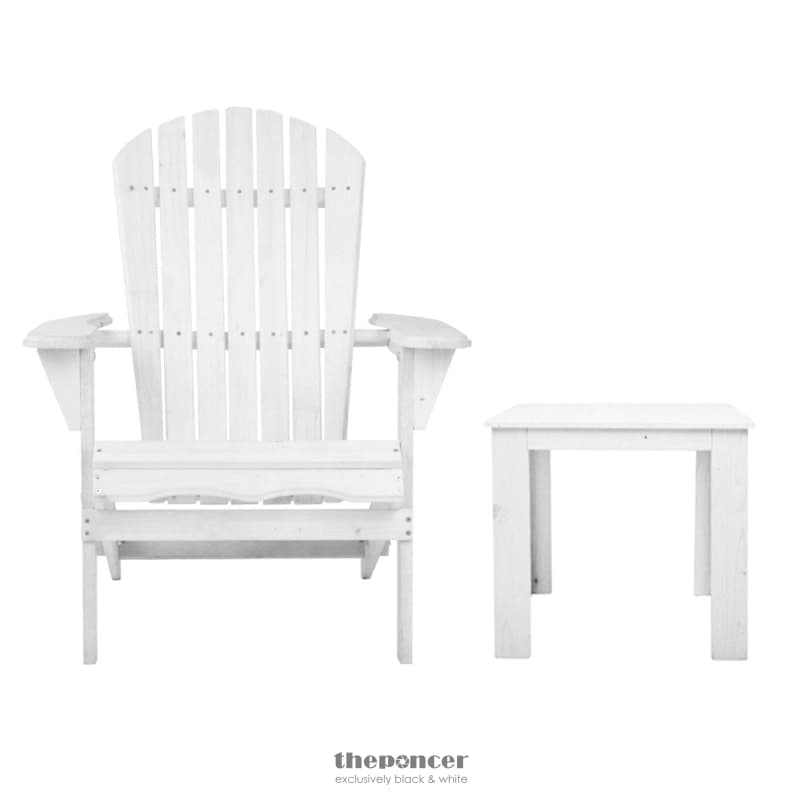 GARDEON 3PC ADIRONDACK OUTDOOR TABLE AND CHAIRS WOODEN