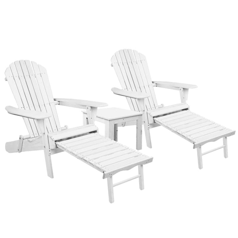 GARDEON 3PC ADIRONDACK OUTDOOR TABLE AND CHAIRS WOODEN SUN