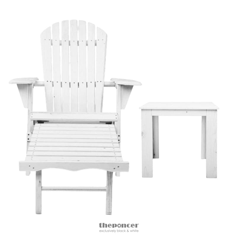 GARDEON 3PC ADIRONDACK OUTDOOR TABLE AND CHAIRS WOODEN SUN