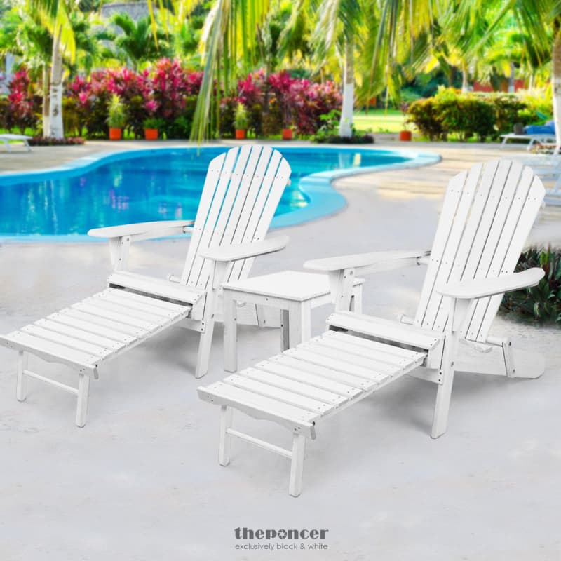 GARDEON 3PC ADIRONDACK OUTDOOR TABLE AND CHAIRS WOODEN SUN