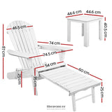 GARDEON 3PC ADIRONDACK OUTDOOR TABLE AND CHAIRS WOODEN SUN