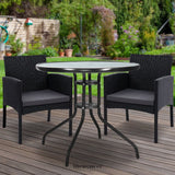 GARDEON 3PC BISTRO SET OUTDOOR FURNITURE RATTAN TABLE