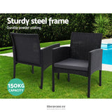GARDEON 3PC BISTRO SET OUTDOOR FURNITURE RATTAN TABLE