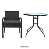 GARDEON 3PC BISTRO SET OUTDOOR FURNITURE RATTAN TABLE