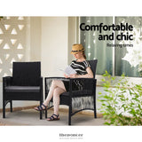 GARDEON 3PC BISTRO SET OUTDOOR FURNITURE RATTAN TABLE