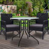 GARDEON 3PC BISTRO SET OUTDOOR FURNITURE RATTAN TABLE