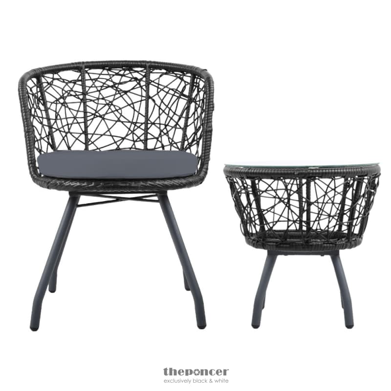 GARDEON 3PC BISTRO SET OUTDOOR FURNITURE RATTAN TABLE