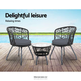 GARDEON 3PC BISTRO SET OUTDOOR FURNITURE RATTAN TABLE