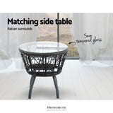 GARDEON 3PC BISTRO SET OUTDOOR FURNITURE RATTAN TABLE
