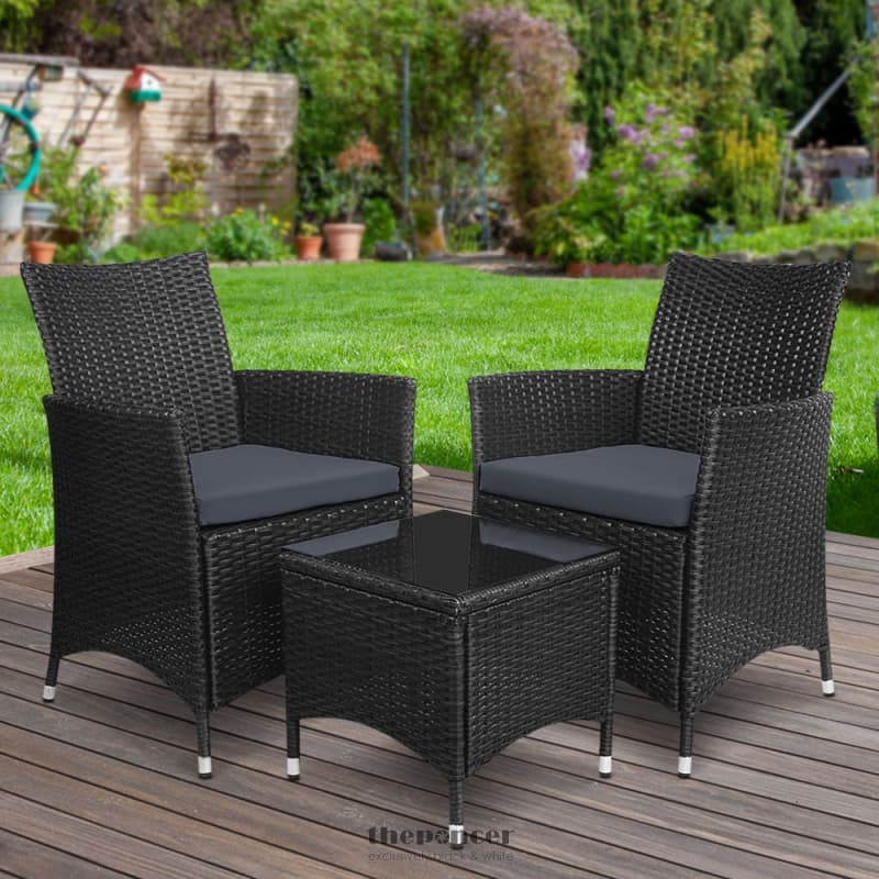 GARDEON 3PC OUTDOOR BISTRO SET PATIO FURNITURE WICKER