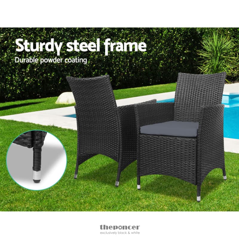 GARDEON 3PC OUTDOOR BISTRO SET PATIO FURNITURE WICKER