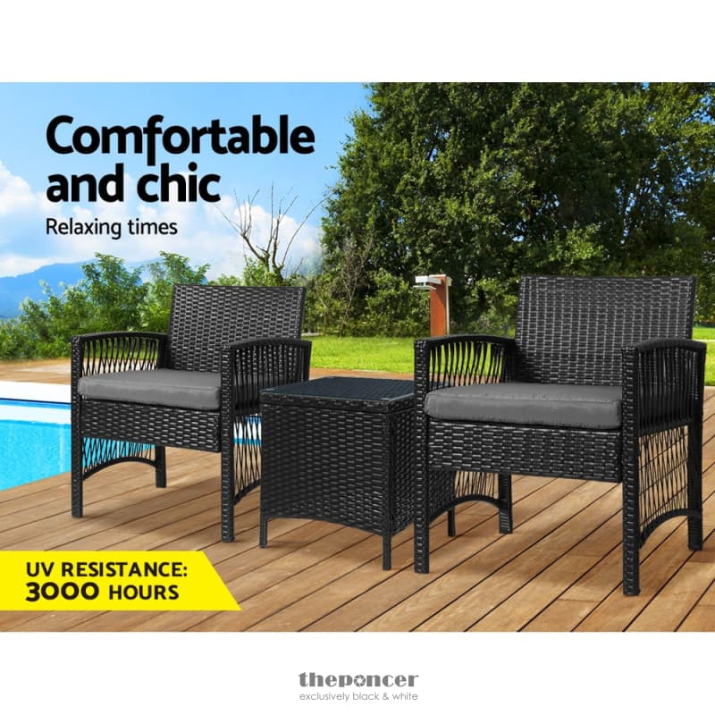 GARDEON 3PC OUTDOOR BISTRO SET PATIO FURNITURE WICKER