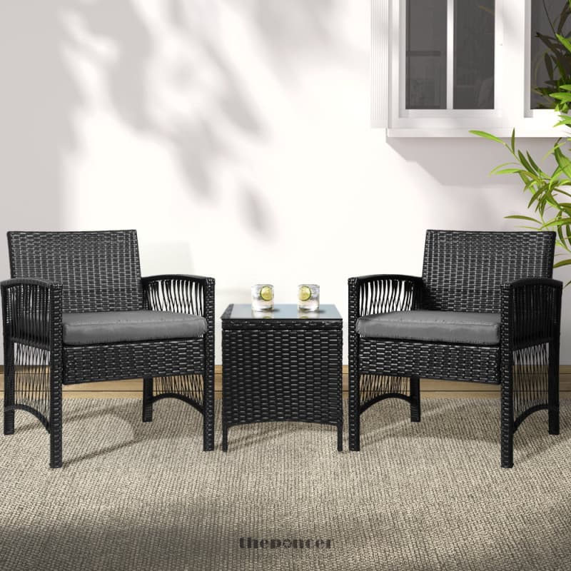 GARDEON 3PC OUTDOOR BISTRO SET PATIO FURNITURE WICKER