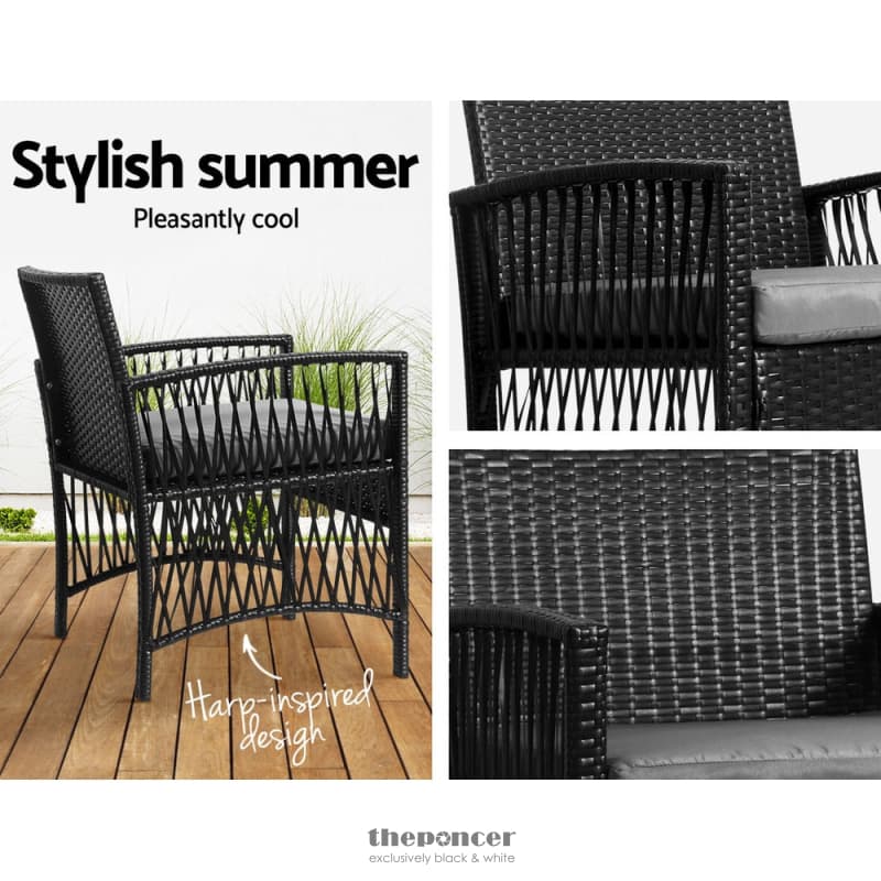 GARDEON 3PC OUTDOOR BISTRO SET PATIO FURNITURE WICKER