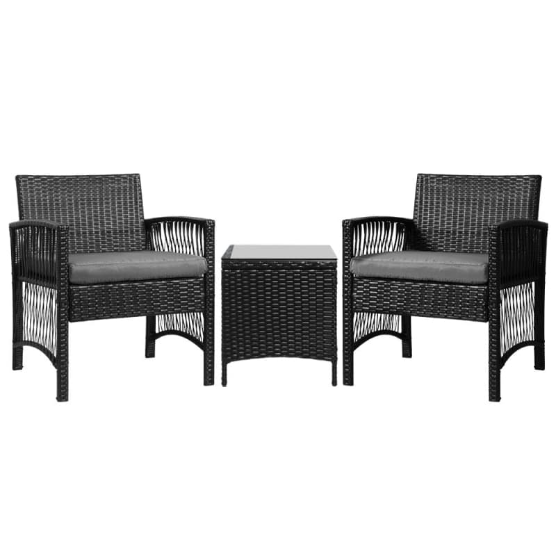 GARDEON 3PC OUTDOOR BISTRO SET PATIO FURNITURE WICKER