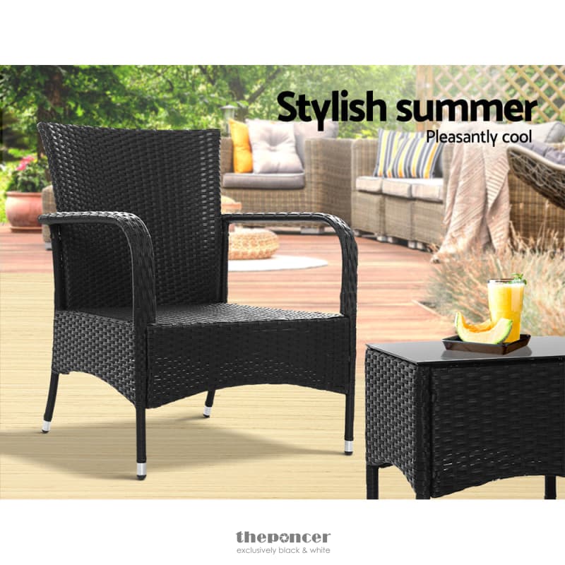 GARDEON 3PC OUTDOOR BISTRO SET PATIO FURNITURE WICKER