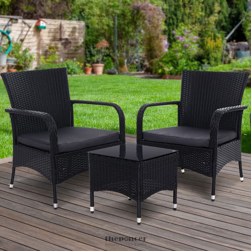 GARDEON 3PC OUTDOOR BISTRO SET PATIO FURNITURE WICKER