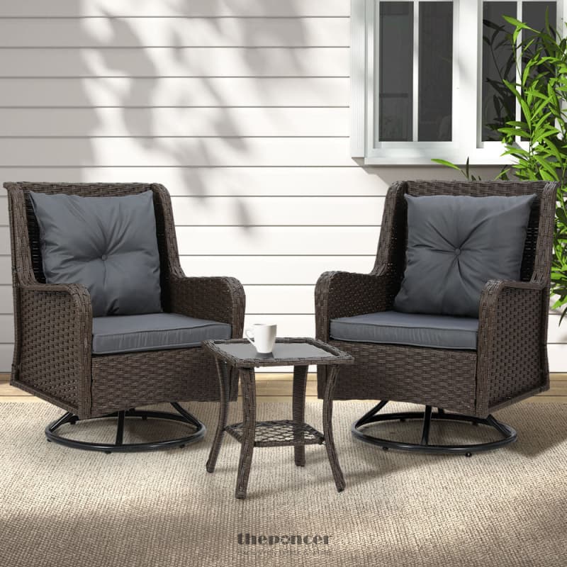 GARDEON 3PC OUTDOOR FURNITURE BISTRO SET LOUNGE WICKER