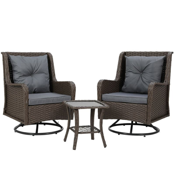 GARDEON 3PC OUTDOOR FURNITURE BISTRO SET LOUNGE WICKER