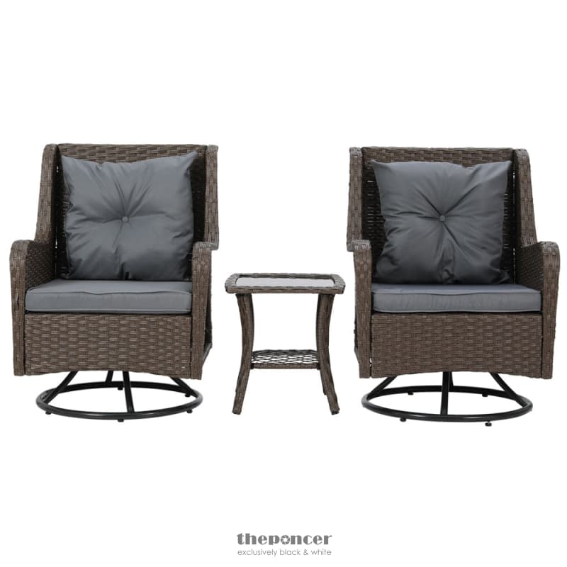 GARDEON 3PC OUTDOOR FURNITURE BISTRO SET LOUNGE WICKER