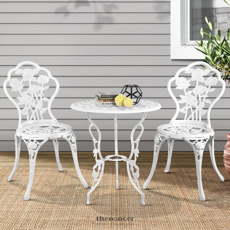 GARDEON 3PC OUTDOOR SETTING BISTRO SET CHAIRS TABLE CAST