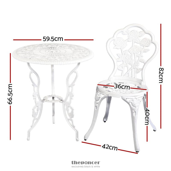 GARDEON 3PC OUTDOOR SETTING BISTRO SET CHAIRS TABLE CAST