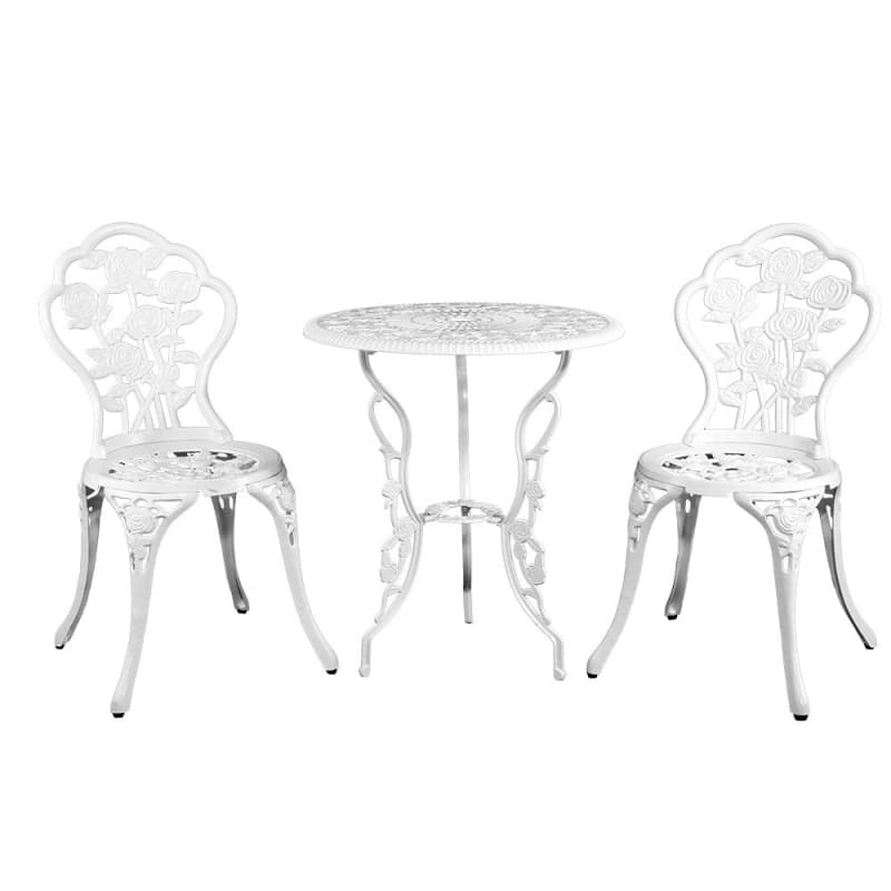 GARDEON 3PC OUTDOOR SETTING BISTRO SET CHAIRS TABLE CAST