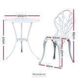 GARDEON 3PC OUTDOOR SETTING BISTRO SET CHAIRS TABLE CAST