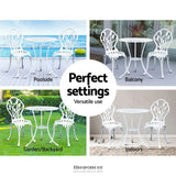 GARDEON 3PC OUTDOOR SETTING BISTRO SET CHAIRS TABLE CAST