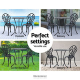 GARDEON 3PC OUTDOOR SETTING BISTRO SET CHAIRS TABLE CAST