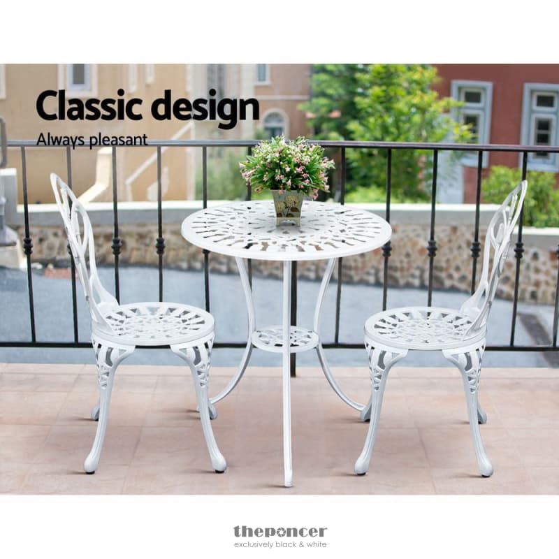 GARDEON 3PC OUTDOOR SETTING BISTRO SET CHAIRS TABLE CAST