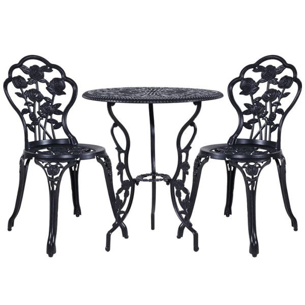 GARDEON 3PC OUTDOOR SETTING BISTRO SET CHAIRS TABLE CAST