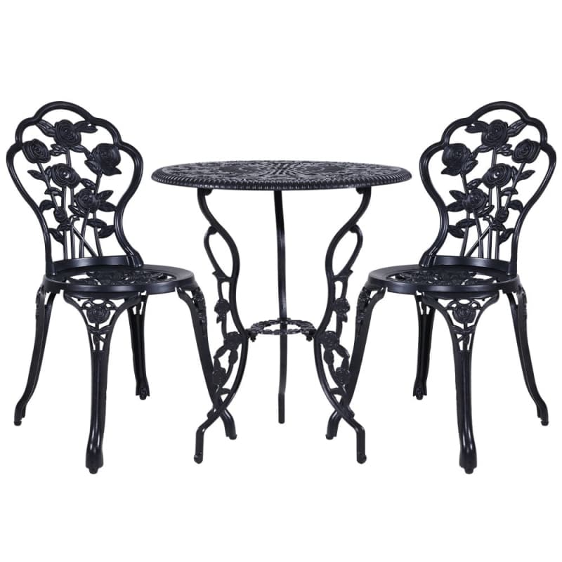 GARDEON 3PC OUTDOOR SETTING BISTRO SET CHAIRS TABLE CAST