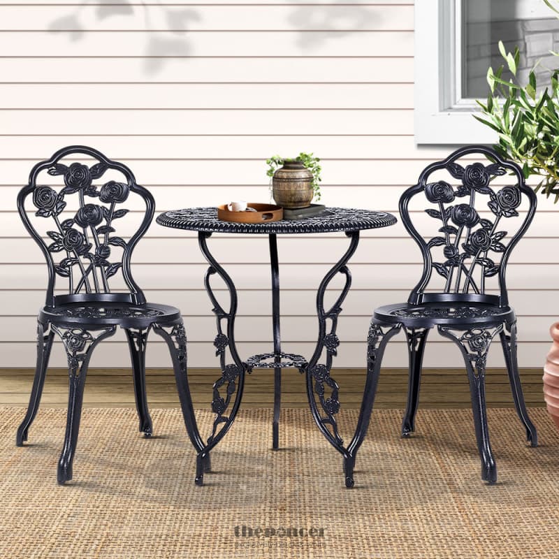 GARDEON 3PC OUTDOOR SETTING BISTRO SET CHAIRS TABLE CAST