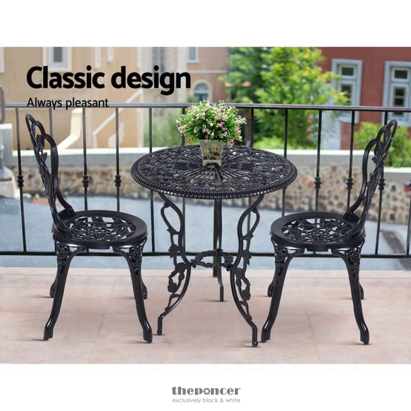 GARDEON 3PC OUTDOOR SETTING BISTRO SET CHAIRS TABLE CAST