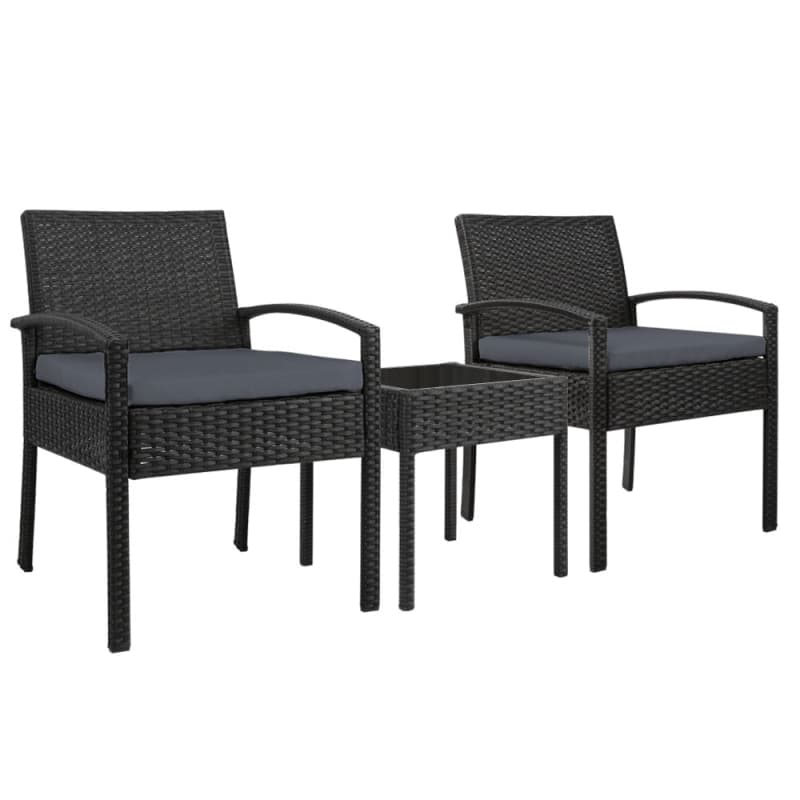 GARDEON 3PC PATIO FURNITURE BISTRO SET WICKER OUTDOOR