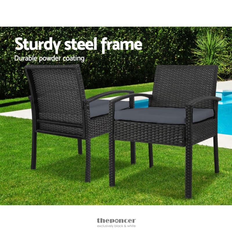 GARDEON 3PC PATIO FURNITURE BISTRO SET WICKER OUTDOOR