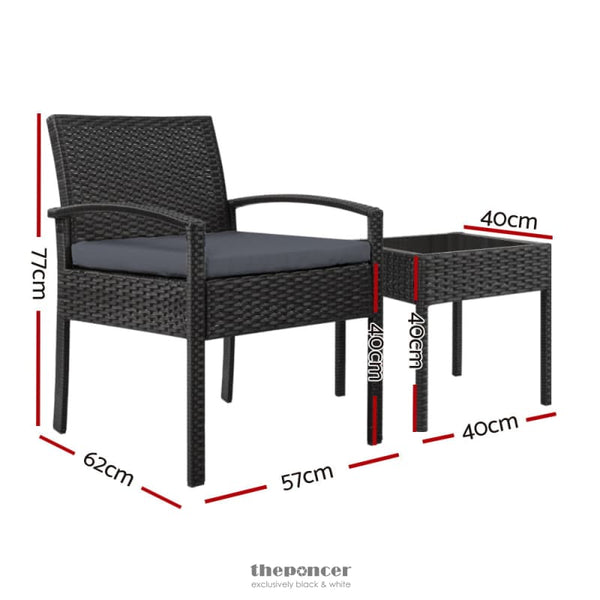 GARDEON 3PC PATIO FURNITURE BISTRO SET WICKER OUTDOOR