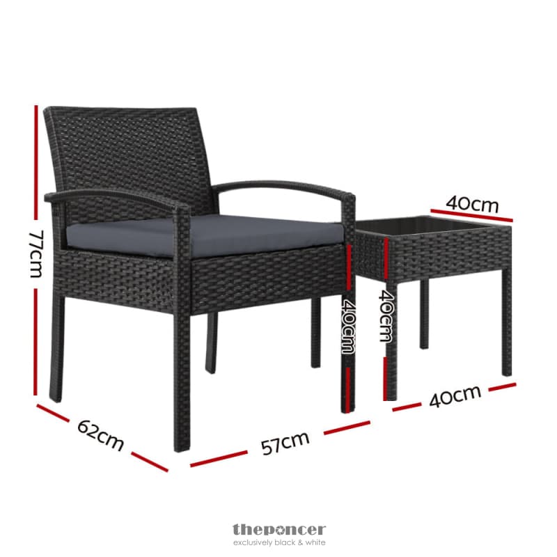 GARDEON 3PC PATIO FURNITURE BISTRO SET WICKER OUTDOOR