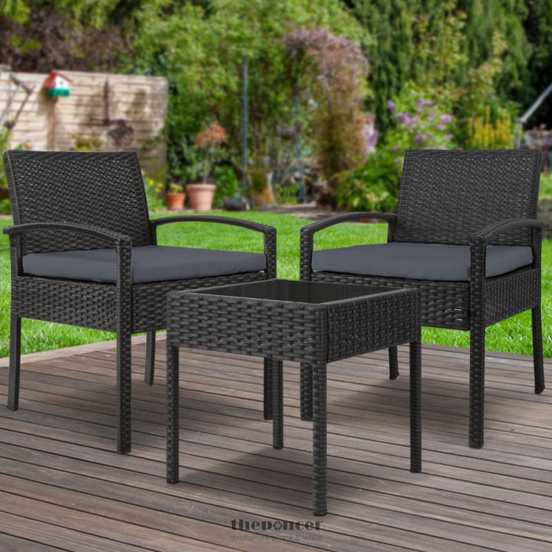 GARDEON 3PC PATIO FURNITURE BISTRO SET WICKER OUTDOOR