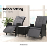 GARDEON 3PC RECLINER CHAIRS TABLE SUN LOUNGE OUTDOOR