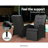 GARDEON 3PC RECLINER CHAIRS TABLE SUN LOUNGE OUTDOOR