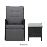 GARDEON 3PC RECLINER CHAIRS TABLE SUN LOUNGE OUTDOOR