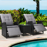 GARDEON 3PC RECLINER CHAIRS TABLE SUN LOUNGE OUTDOOR