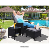 GARDEON 3PC RECLINER CHAIRS TABLE SUN LOUNGE WICKER OUTDOOR