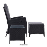 GARDEON 3PC RECLINER CHAIRS TABLE SUN LOUNGE WICKER OUTDOOR