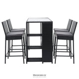 GARDEON 5-PIECE OUTDOOR BAR SET PATIO DINING CHAIRS WICKER