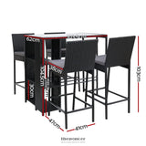 GARDEON 5-PIECE OUTDOOR BAR SET PATIO DINING CHAIRS WICKER