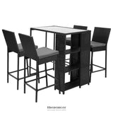 GARDEON 5-PIECE OUTDOOR BAR SET PATIO DINING CHAIRS WICKER