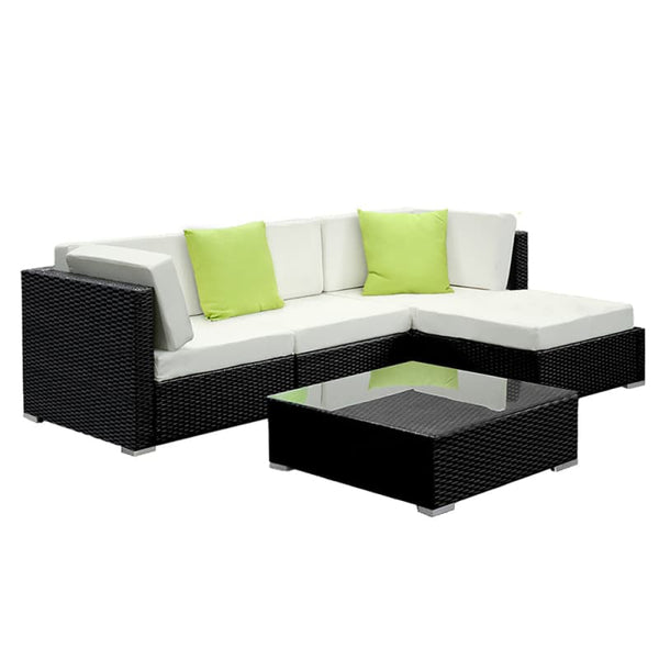 GARDEON 5-PIECE OUTDOOR SOFA SET WICKER COUCH LOUNGE